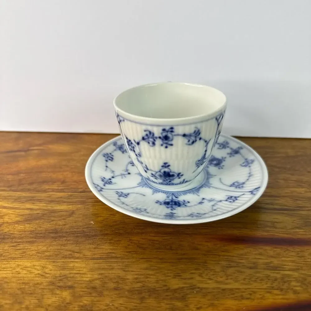 Vintage Royal Copenhagen Teacup and Saucer Blue White Denmark Tea Cup